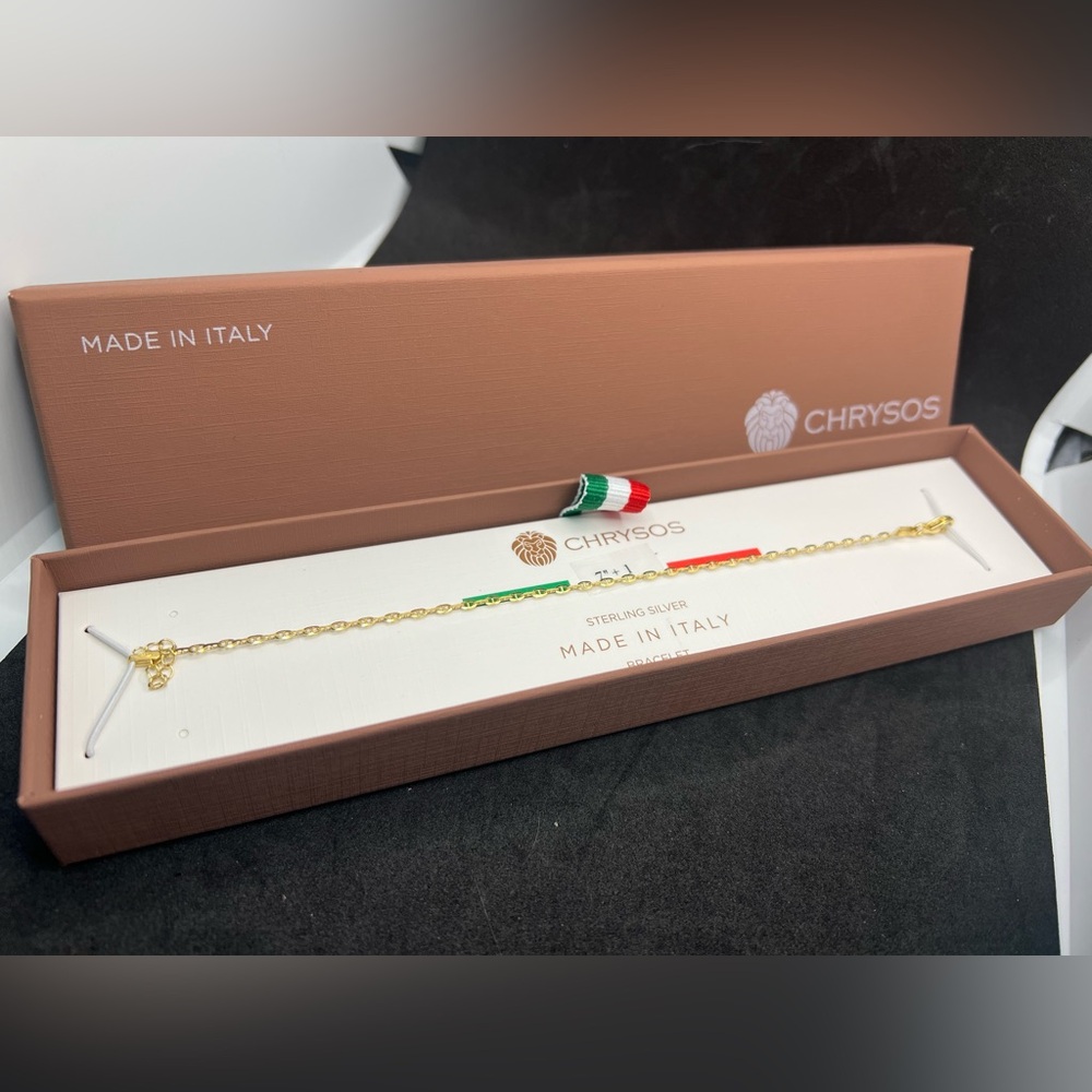 Gold Bracelet with Italian Flag Accents